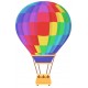 Sticker ballon montgolfiere arc en ciel