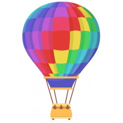 Sticker ballon montgolfiere arc en ciel