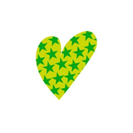 Sticker coeur carre jaune et vert