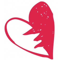 Sticker coeur gribouilli rose rouge