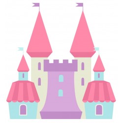 Sticker chateau couleurs pastel