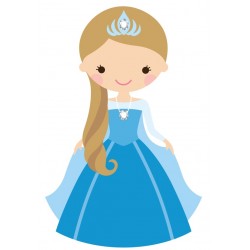 Sticker princesse en robe bleu