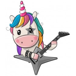 Sticker licorne ecoute musique