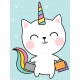 Sticker chat licorne au reveil