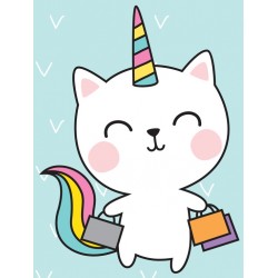 Sticker chat licorne au reveil