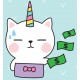 Sticker chat licorne part en voyage