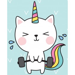 Sticker chat licorne cuisine poisson