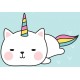 Sticker chat licorne boit son cafe
