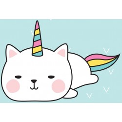 Sticker chat licorne boit son cafe