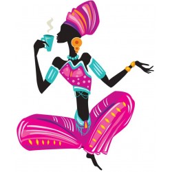 Sticker africaine habit vert