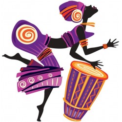 Sticker danseuse africaine bleu