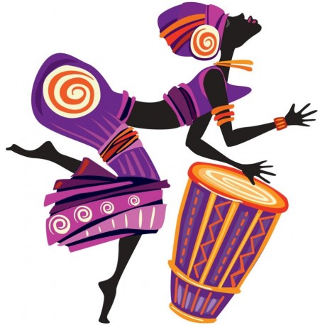 Sticker danseuse africaine bleu