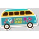 Sticker peace jaune avec fleurs