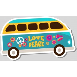 Sticker peace jaune avec fleurs