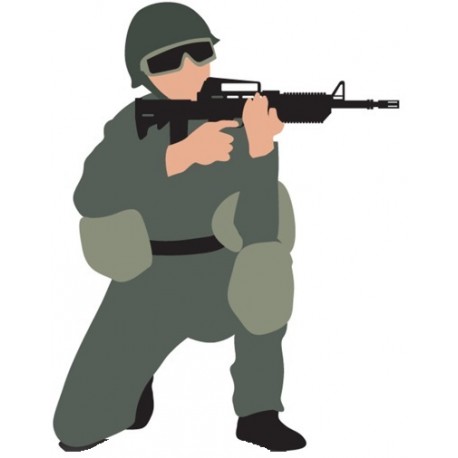 Sticker mural militaire en arme assis