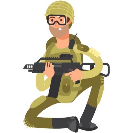 Sticker militaire casque et arme
