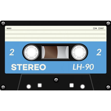Sticker cassette bleu audio