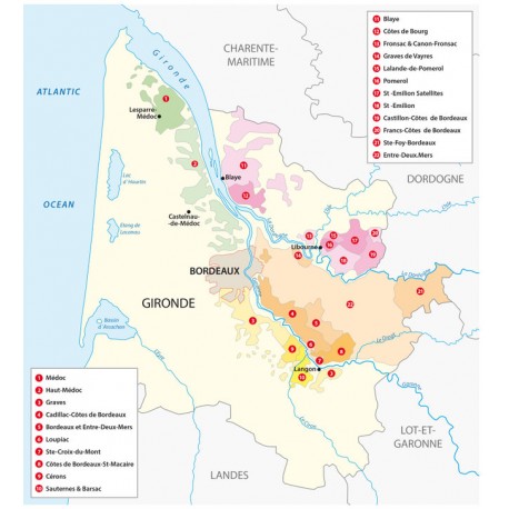 Sticker carte bordeaux des vins