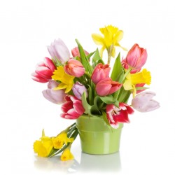Sticker pot bouquet tulipes