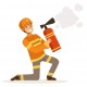 Sticker pompier avec lance a eau