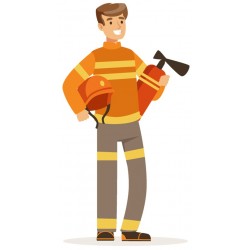 Sticker pompier sur echelle