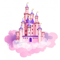 Sticker chateau princesse rose sur butte
