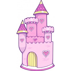 Sticker chateau rose nuages