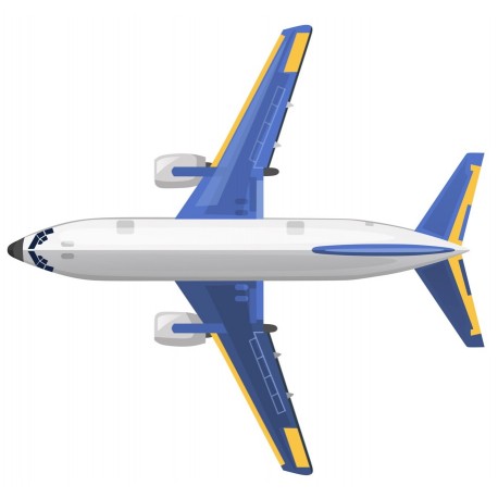Sticker avion bleu jaune de face