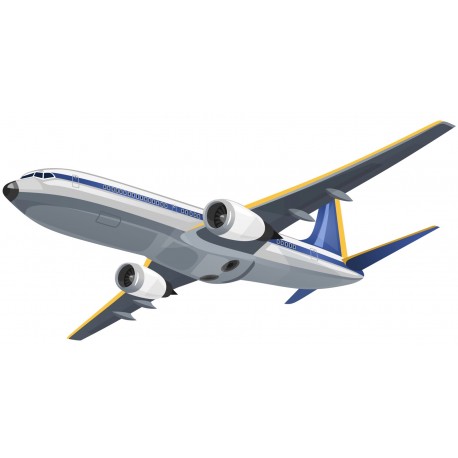 Sticker avion bleu jaune en vol