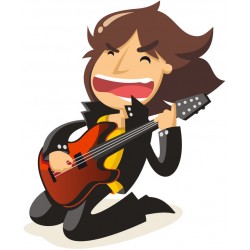 Sticker guitare flamme jaune