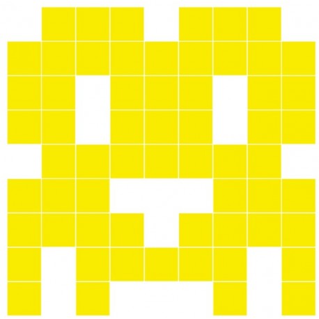 Sticker monstre invasion pixels rouge