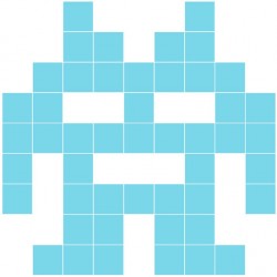 Sticker monstre invasion pixels bleu