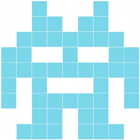 Sticker monstre invasion pixels bleu