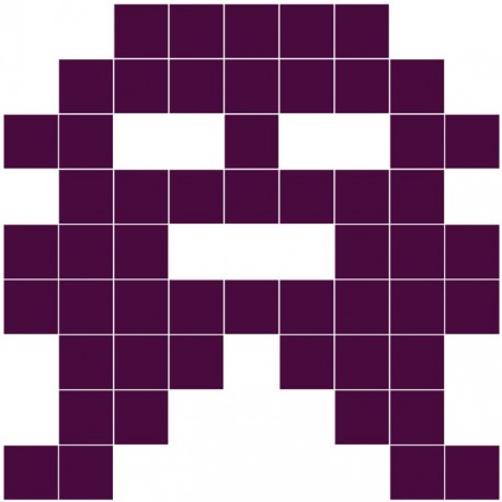 Sticker monstre invasion pixels bleu ciel