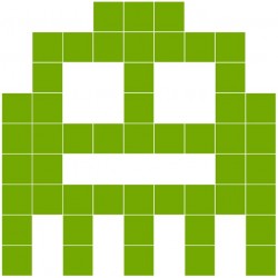 Sticker monstre invasion pixels violet