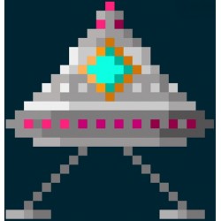 Sticker soucoupe volante pixels