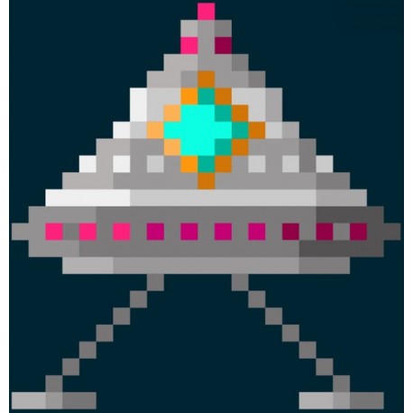 Sticker soucoupe volante pixels