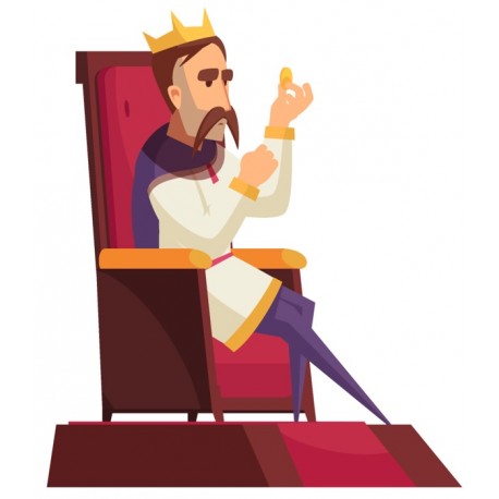 Sticker cure assis sur trone