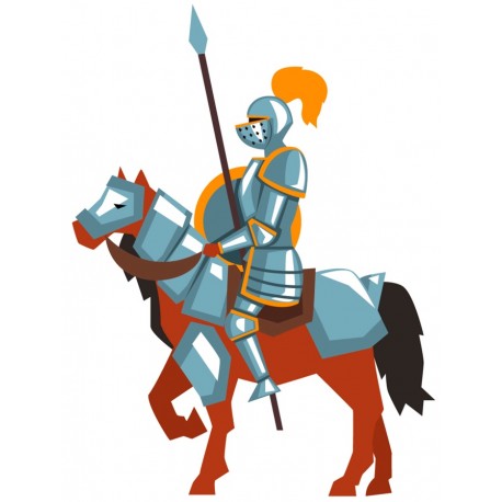 Sticker chevalier orange noir