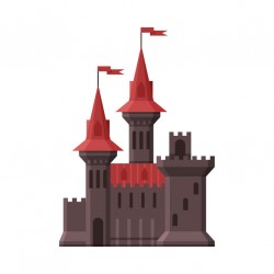 Sticker chateau marron orange