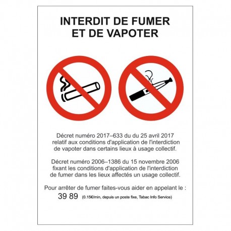 Autocollant interdit de fumer