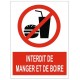 Sigle Autocollant interdiction de manger et boire