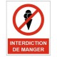 Autocollant interdit manger boire