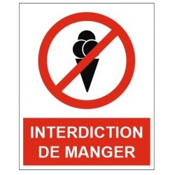 Autocollant interdit manger boire