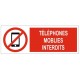 Autocollant telephone interdit (version vitrine couleur blanc)