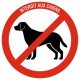 Autocollant interdit aux chiens