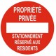 Panneau stationnement réservé aux residents