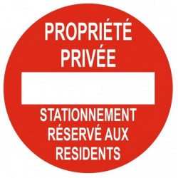 Panneau stationnement réservé aux residents