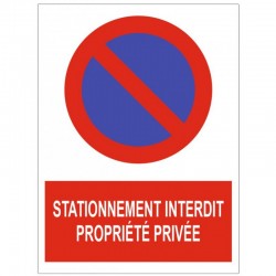 Panneau stationnement interdit chemin prive