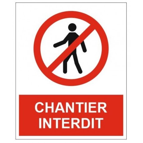 Autocollant chantier interdit au public